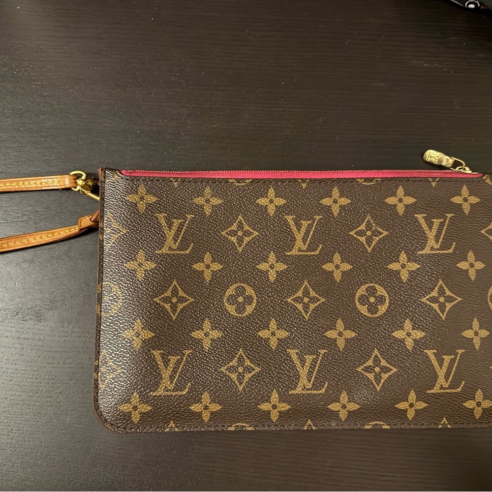 Louis Vuitton dark pink Striped Interior Pouchette wristlet
